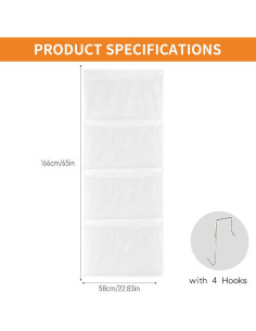 Organizador de Juguetes Kuaile Blanco 4 Bolsillos Colgante 2