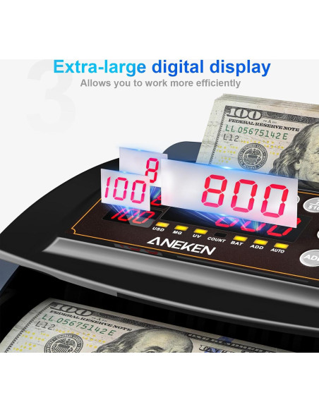 Contador de Dinero Aneken DC002 con Detección UV/MG/IR