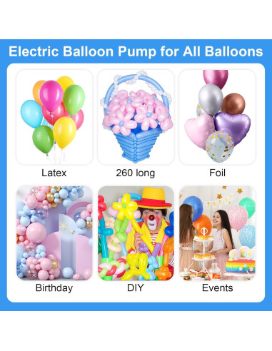 Bomba de aire eléctrica Dagelar 3-en-1 para globos 110V