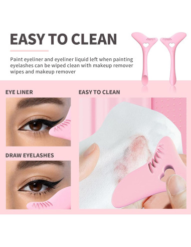 Plantilla de Delineador de Pestañas Inferiores HOSAILY Rosa - Herramienta de Maquillaje Multifuncional