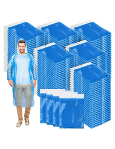 Ponchos de Lluvia Desechables Handepo 200 Pcs Adultos Azul