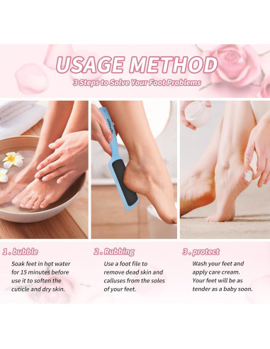 Lima para Pies TOPMEET Doble Cara Azul - Herramienta Profesional