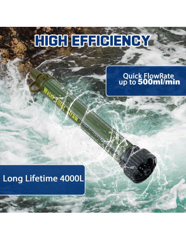 Filtro de Agua Portátil Hoayccom Verde Militar 5 Etapas 4000L