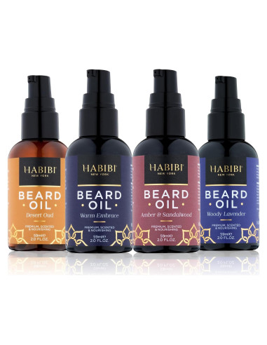 Aceite para Barba H HABIBI - Paquete de 4 Fragancias Naturales