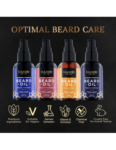 Aceite para Barba H HABIBI - Paquete de 4 Fragancias Naturales