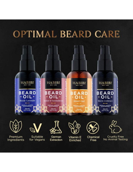 Aceite para Barba H HABIBI - Paquete de 4 Fragancias Naturales