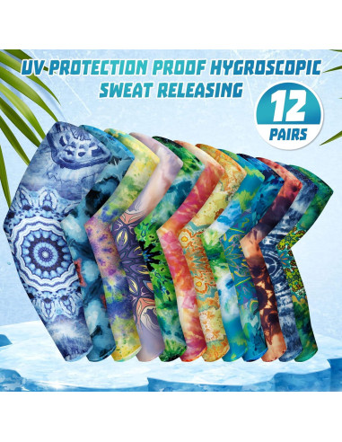 12 Pares Mangas UV para Mujeres y Hombres 53cm - Protección Solar