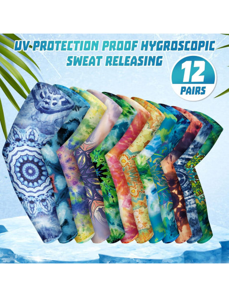 12 Pares Mangas UV para Mujeres y Hombres 53cm - Protección Solar