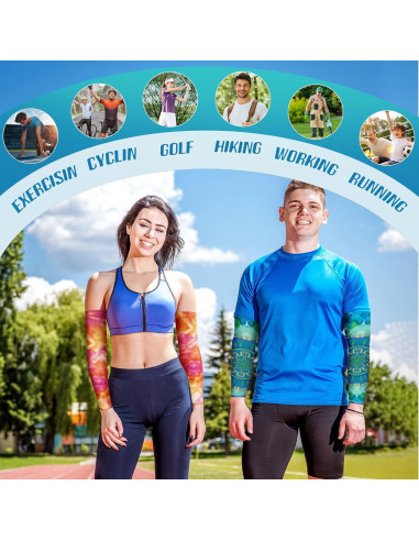 12 Pares Mangas UV para Mujeres y Hombres 53cm - Protección Solar