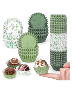 Forros de Cupcake Desechables Whaline 600Pcs Verde Eucalipto