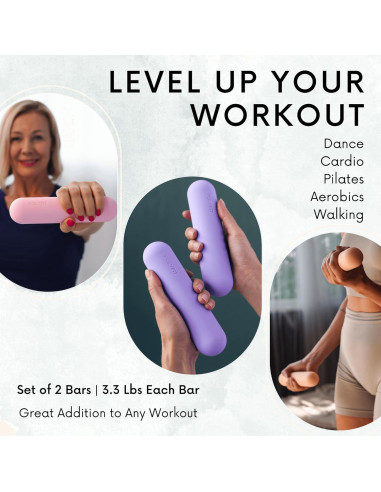 Barras de Pesas Polyfit para Mujeres - Juego de 2 (1.5 kg cada una) - Antideslizantes para Yoga, Aeróbicos y Más