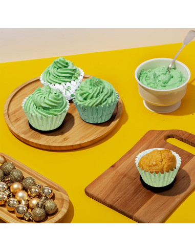 Forros de Cupcake Desechables Whaline 600Pcs Verde Eucalipto