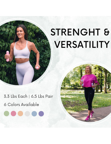 Barras de Pesas Polyfit para Mujeres - Juego de 2 (1.5 kg cada una) - Antideslizantes para Yoga, Aeróbicos y Más