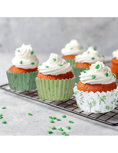 Forros de Cupcake Desechables Whaline 600Pcs Verde Eucalipto