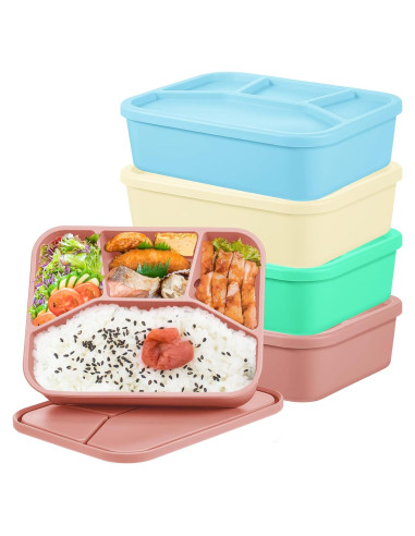 4 Cajas Bento de Silicona Ziliny Rectangulares a Prueba de Fugas
