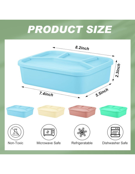 4 Cajas Bento de Silicona Ziliny Rectangulares a Prueba de Fugas