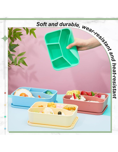 4 Cajas Bento de Silicona Ziliny Rectangulares a Prueba de Fugas