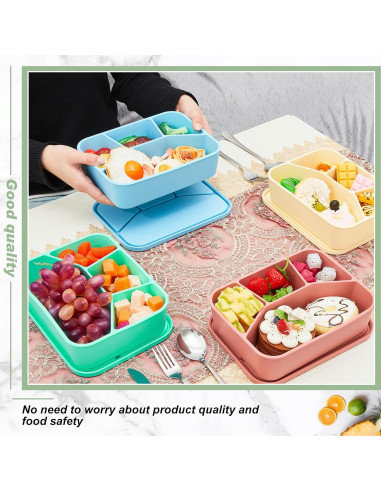 4 Cajas Bento de Silicona Ziliny Rectangulares a Prueba de Fugas