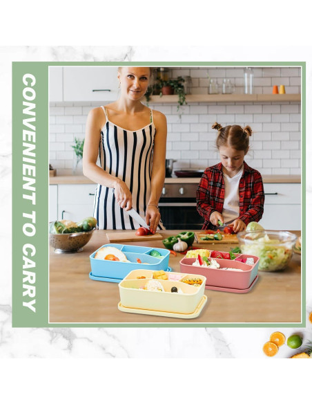 4 Cajas Bento de Silicona Ziliny Rectangulares a Prueba de Fugas