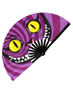 Abanico de Mano GloFX Gato de Cheshire 25x13 cm Rave