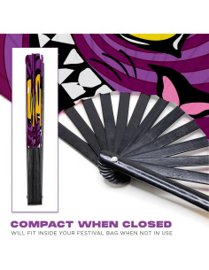 Abanico de Mano GloFX Gato de Cheshire 25x13 cm Rave 2