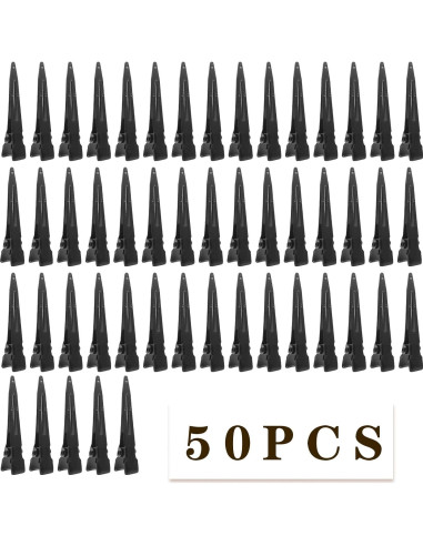 50 Clips de Pelo de Cocodrilo Aylifu Negros 44.5mm Metal
