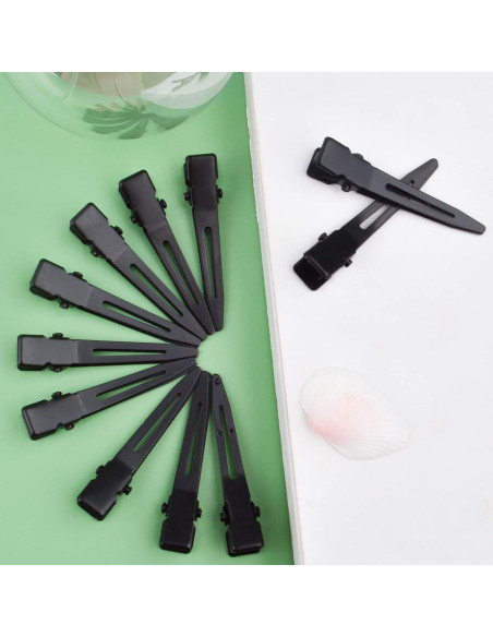 50 Clips de Pelo de Cocodrilo Aylifu Negros 44.5mm Metal