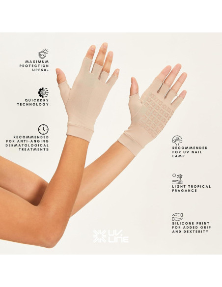 Guantes de Sol Sin Dedos Unisex Anti-Envejecimiento UPF 50+ Chocolate Grande