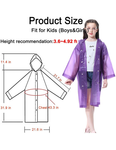 Ponchos de Lluvia Reutilizables Cosowe para Niños 110x55cm