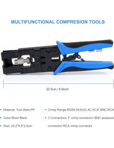 Kit de Herramientas de Crimpado Coaxial Knoweasy - RG59, RG6, F, BNC 2