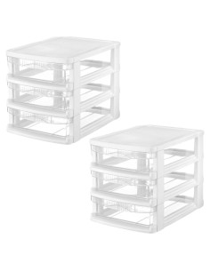 Unidad de Almacenamiento Tribello 3 Cajones Plástico Blanco - 2 Paquete