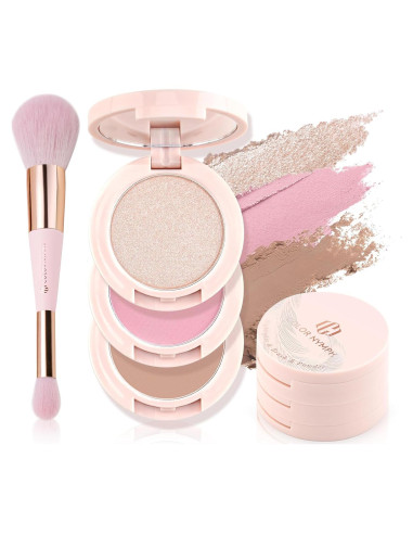 Paleta de Maquillaje Color Nymph 3 en 1 Rubor Contorno Iluminador