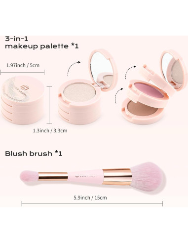 Paleta de Maquillaje Color Nymph 3 en 1 Rubor Contorno Iluminador