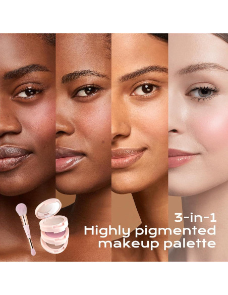 Paleta de Maquillaje Color Nymph 3 en 1 Rubor Contorno Iluminador