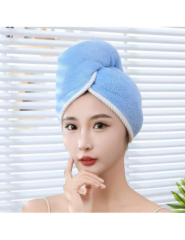 Toalla de Microfibra para Cabello XPZKAIYUE Azul y Gris 25x50cm