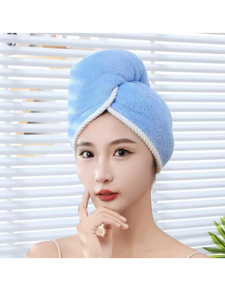 Toalla de Microfibra para Cabello XPZKAIYUE Azul y Gris 25x50cm