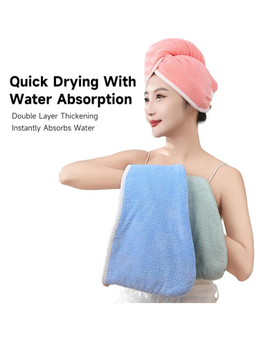 Toalla de Microfibra para Cabello XPZKAIYUE Azul y Gris 25x50cm