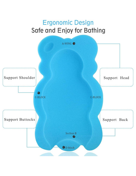 Cojín de Baño para Bebés Azul - Esponja de Fibra 48x30x5cm