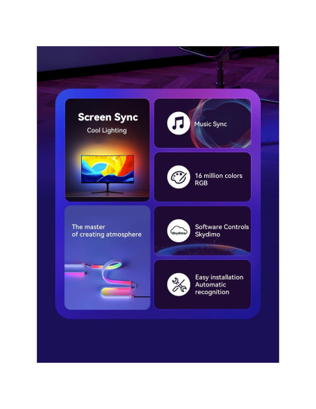 Tira de Luz LED Sincronizada JiaranTec G100 para PC/Mac 61 cm