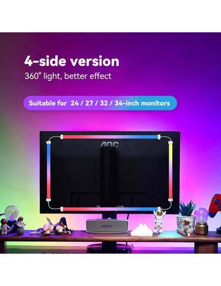 Tira de Luz LED Sincronizada JiaranTec G100 para PC/Mac 61 cm