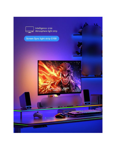 Tira de Luz LED Sincronizada JiaranTec G100 para PC/Mac 61 cm