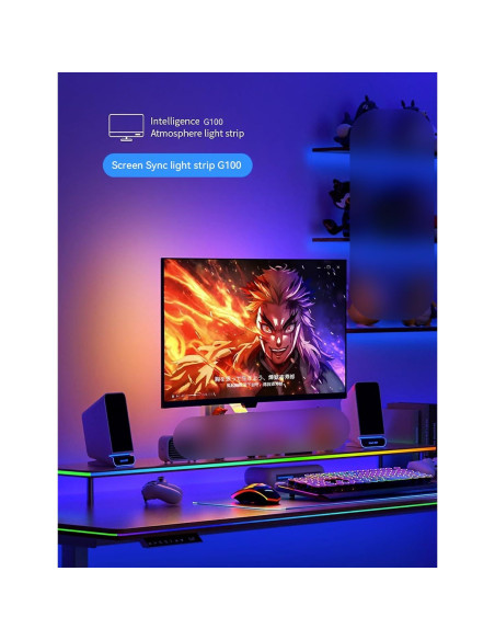 Tira de Luz LED Sincronizada JiaranTec G100 para PC/Mac 61 cm