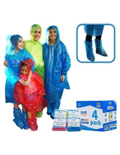 Ponchos de Lluvia Budgetizer Extra Gruesos - Paquete Familiar 4 Unidades