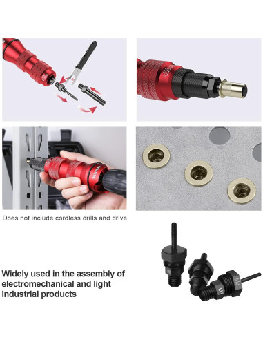 Beaspire Taladro Inalámbrico de Remaches M3 M4 M5 - 3 Piezas