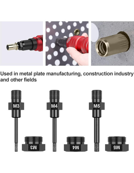 Beaspire Taladro Inalámbrico de Remaches M3 M4 M5 - 3 Piezas