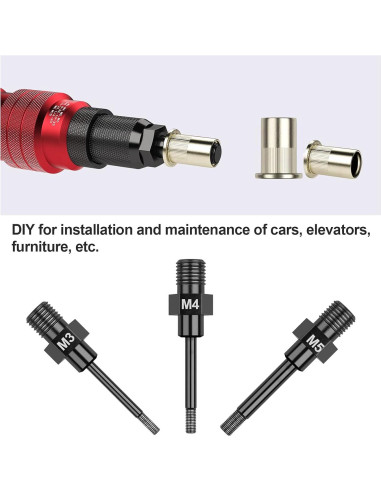Beaspire Taladro Inalámbrico de Remaches M3 M4 M5 - 3 Piezas