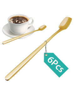 Juego de 6 Cucharas de Café Doradas Aexbxoa - Acero Inoxidable