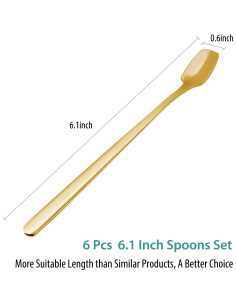 Juego de 6 Cucharas de Café Doradas Aexbxoa - Acero Inoxidable 2