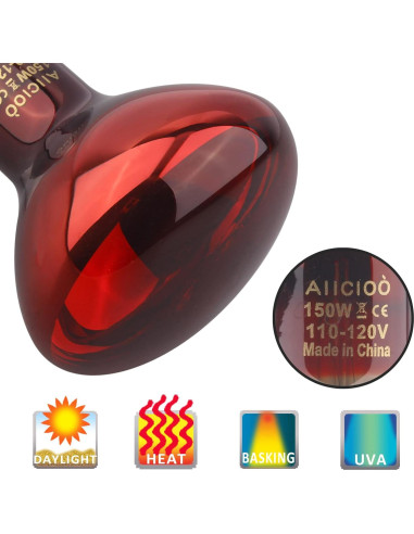 Conjunto de Lámpara de Calor para Reptiles AIICIOO 150W