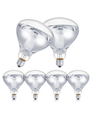 6 Bombillas de Calor Infrarrojas E26 175W Tujoe para Mascotas